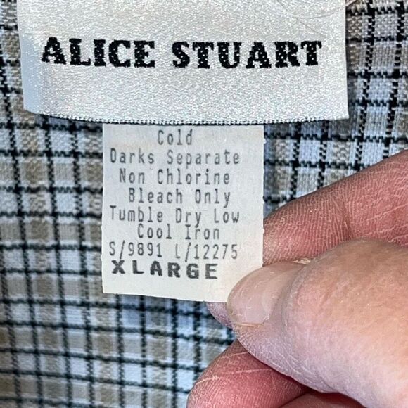 Vintage Alice Stuart One Button Blazer Jacket Women's size X-Large Tan Check - Picture 6 of 12